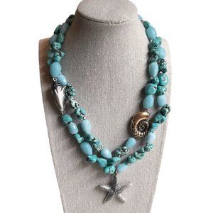 Lucky Brand Faux Turquoise & Aqua Shell Beach Necklace